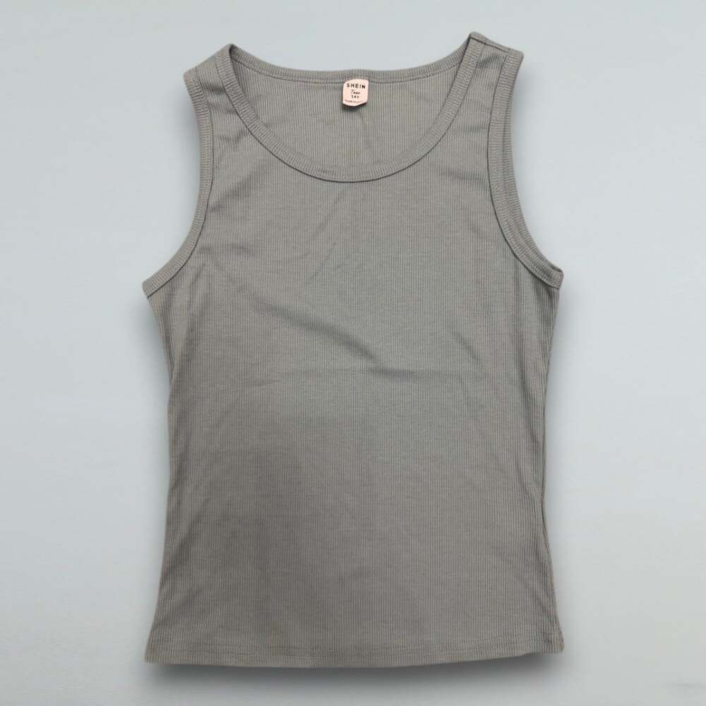 Teen Blue Green Ribbed Tank Top Sleeveless Scoop Neck Size 14Y